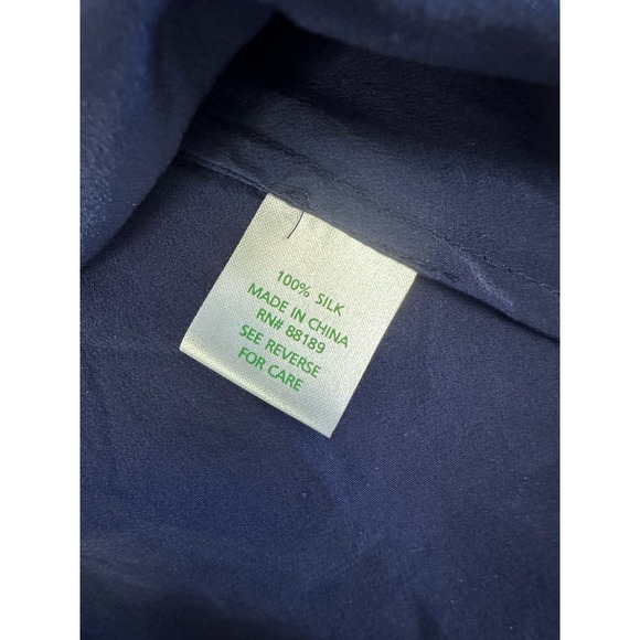 Lilly Pulitzer Sunset Top 100% Silk in True Navy Size S - Picture 7 of 8